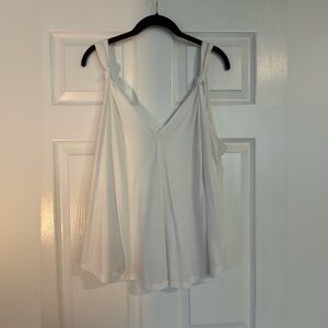 Anthropologie White Tie V-Neck Women's Tank Top - gold overlay see last photo